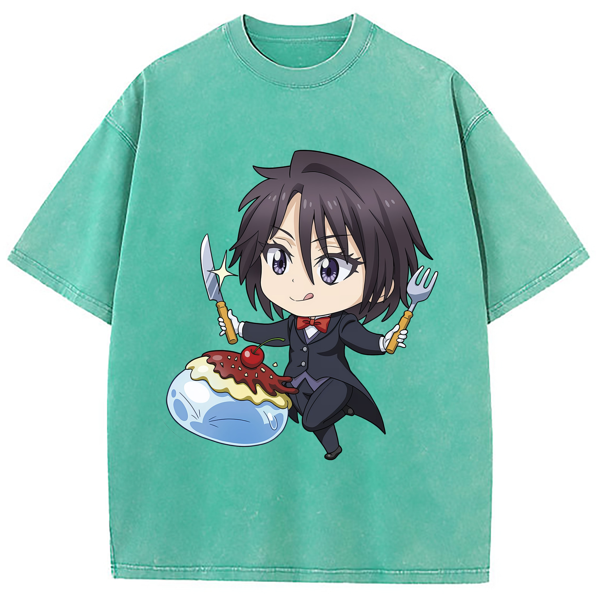 （画像用） 転スラ Regarding Reincarnated to Slime 綿100% ヴィンテージ風 半袖Tシャツ（フロントプリント）